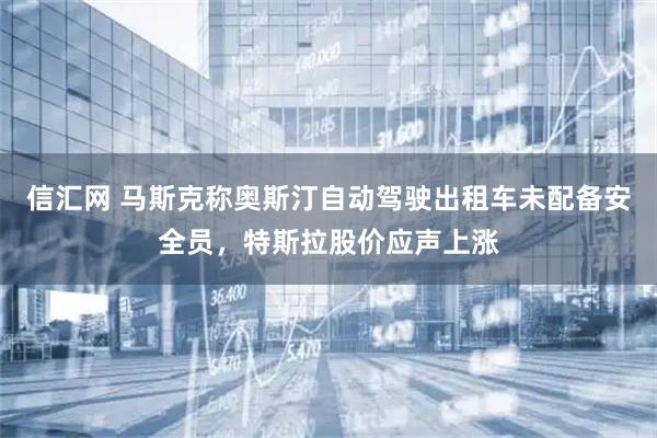 信汇网 马斯克称奥斯汀自动驾驶出租车未配备安全员，特斯拉股价应声上涨